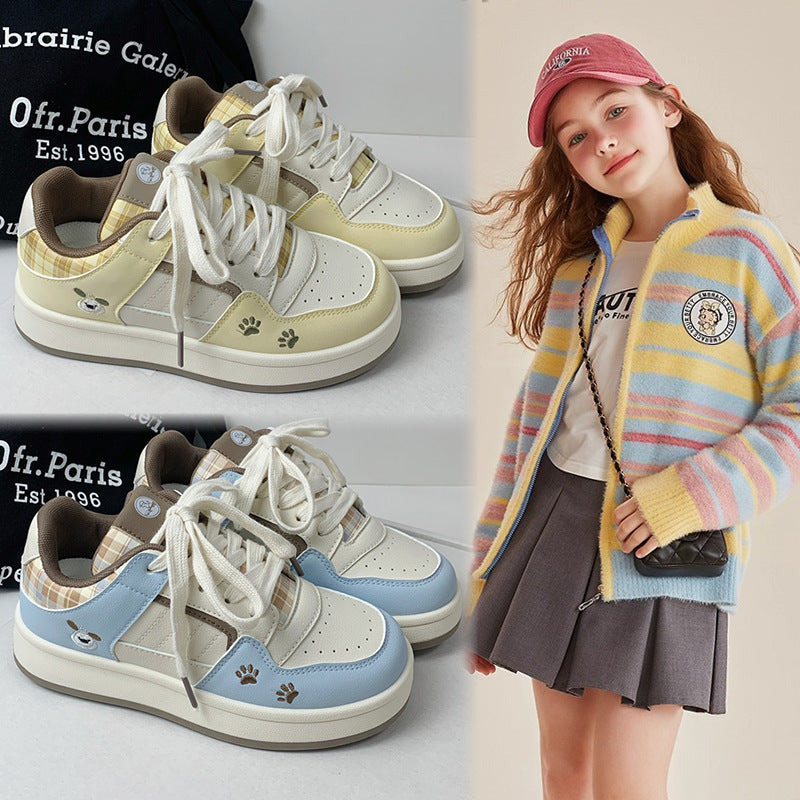 Damen Sneaker Retro Kariert Bequem Sportlich