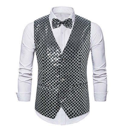 Herren Blazer Elegant Pailletten Verschluss Mit Fliege