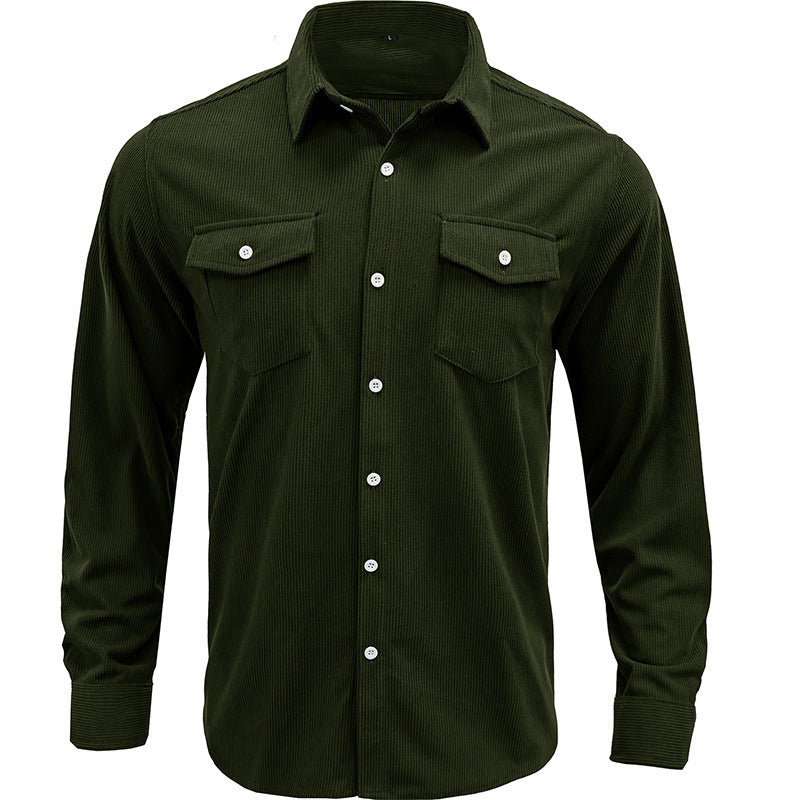 Herren Cordhemd Modern Slim Fit Braun