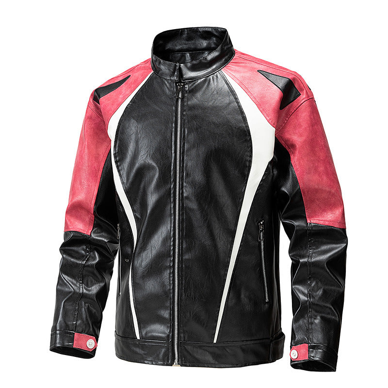 Herren Leder-Motorradjacke Sportlich Ergonomisch Sicherheit