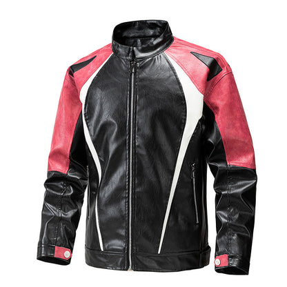 Herren Leder-Motorradjacke Sportlich Ergonomisch Sicherheit