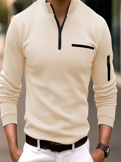 Herren Pullover Praktisch mit Reißverschluss und Taschen