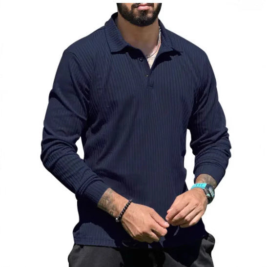Herren Poloshirt Langarm Modern RippdesignSlimFit