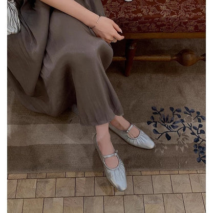 Damen Ballerinas Bequem Elastisch Schnürung
