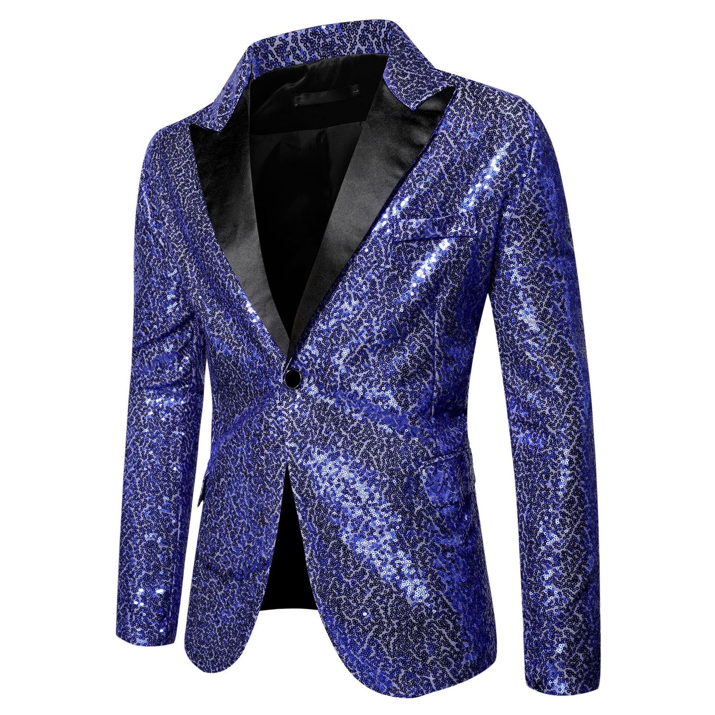 Herren Glitzer Smokingsjacke Schwarz Elegant