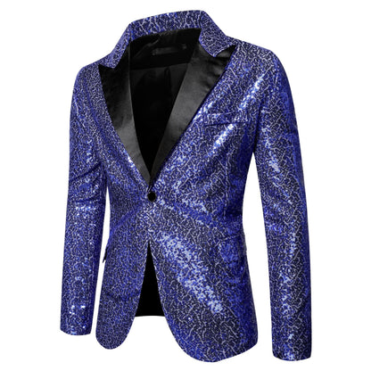 Herren Glitzer Smokingsjacke Schwarz Elegant