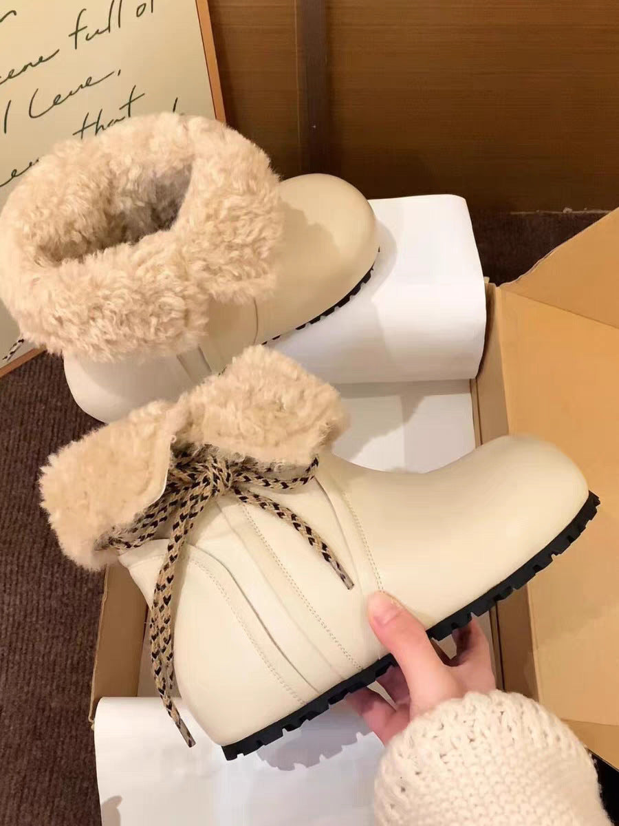 Damen Winterstiefel Warm Kuschelig Schnürboots Modern