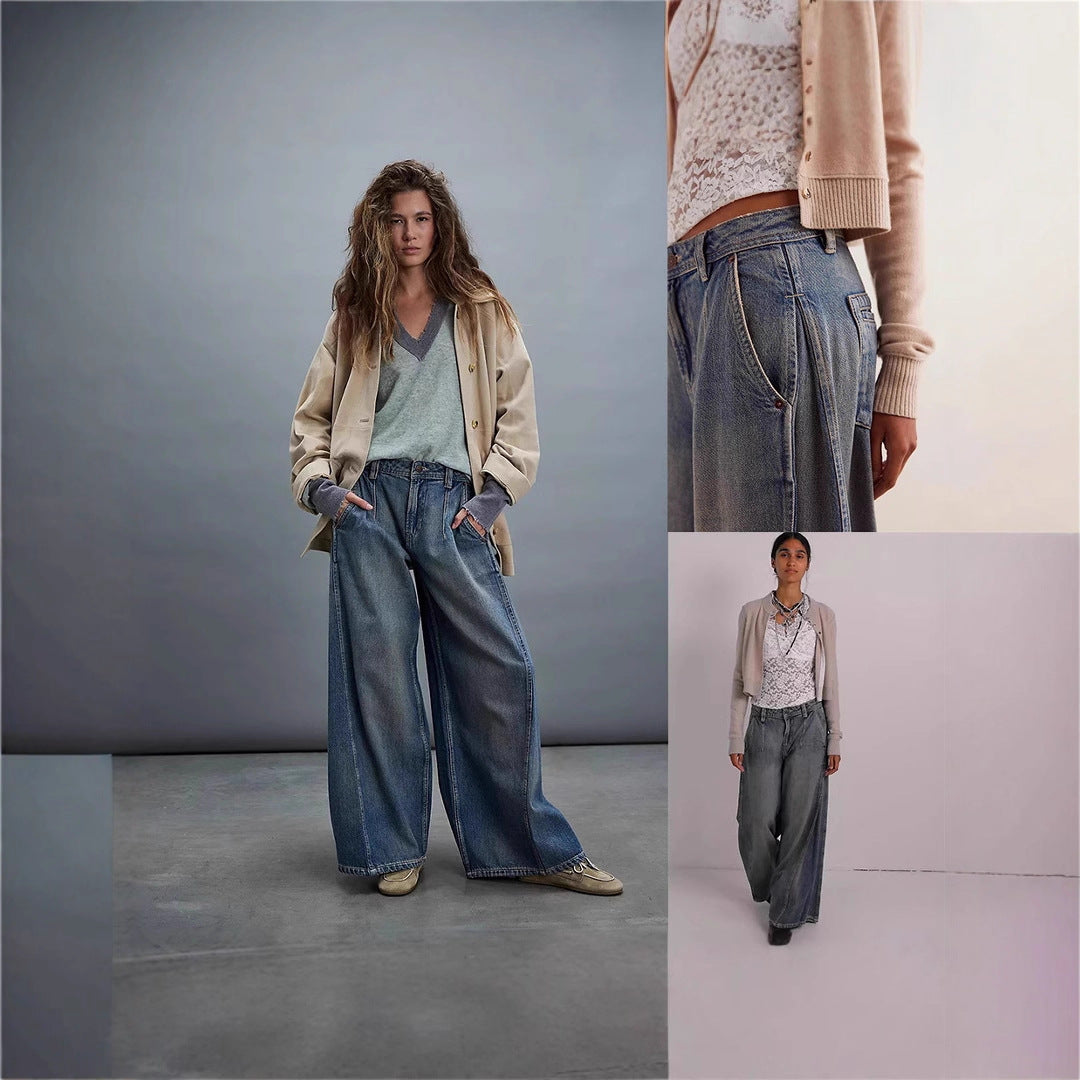 Damen High-Waist Jeans Weite Vintage-Style Bequem - BerlinGlamour