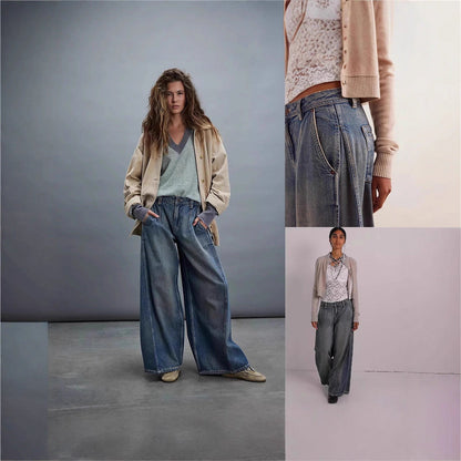 Damen High-Waist Jeans Weite Vintage-Style Bequem - BerlinGlamour