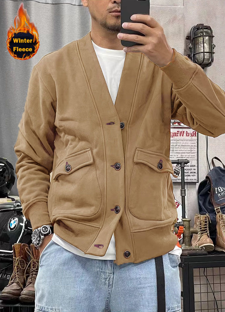 Herren Fleecejacke Modern mit Taschen und Knöpfen Warm