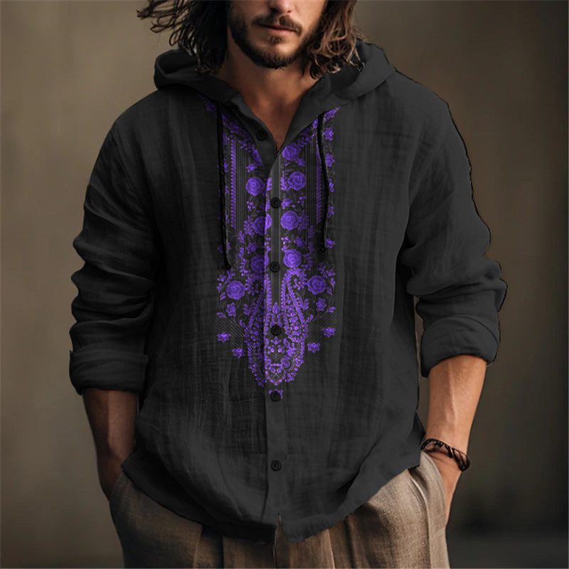 Herren Kapuzenpullover Modern mit Blumenstickerei