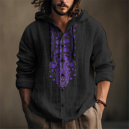 Herren Kapuzenpullover Modern mit Blumenstickerei