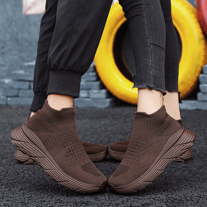 Damen Sneaker Sportlich Elastisch Strick Optik