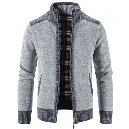 Herren Strickjacke Stehkragen Modern Strukturiert