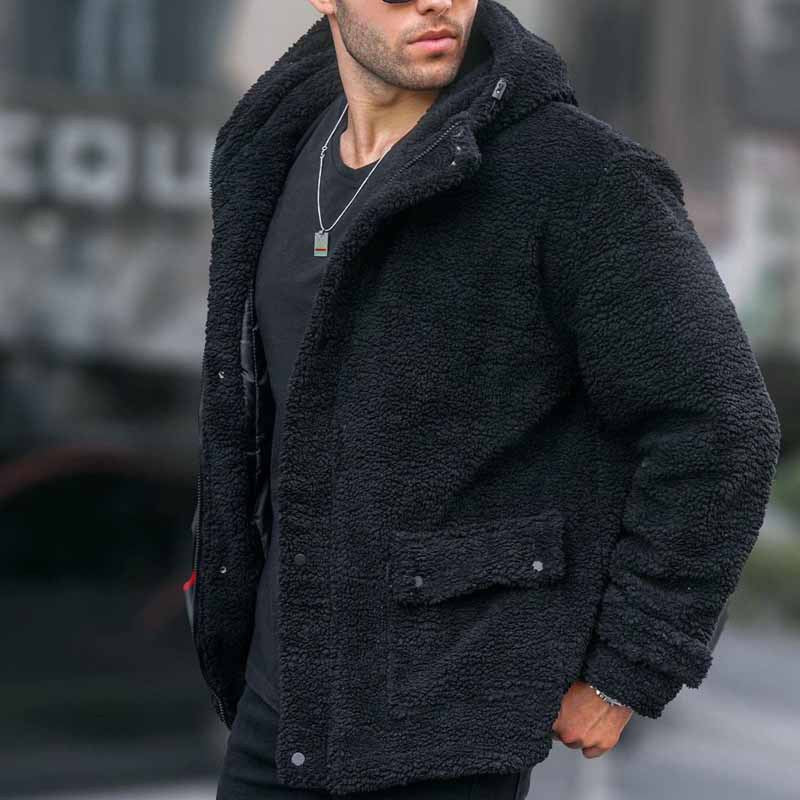 Herren Teddyjacke Kuschelig Warme Felljacke