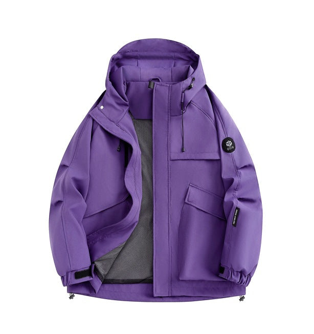 Herren Outdoor-Jacke Wasserdicht Mit Verstellbarer Kapuze Funktionell