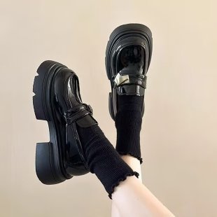 Damen Loafer Schuhe Plateau Robust Schwarz