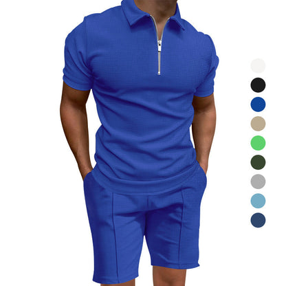 Herren Polo-Shorts-Set Modern mit elastischem Bund und Reißverschluss