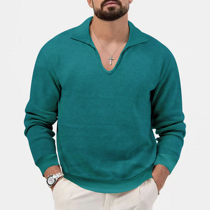 Herren Pullover V-Ausschnitt Lässig Strick Design