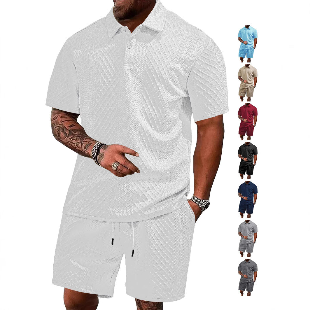 Herren Kurzarm-Set Modern Elastisch Strukturiert