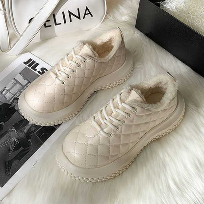 Damen Sneaker Bequem Gefüttert Steppdesign Modern