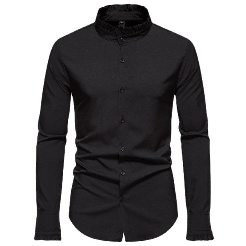 Herren Hemd Langarm Elegantes Rüschenhemd Modern