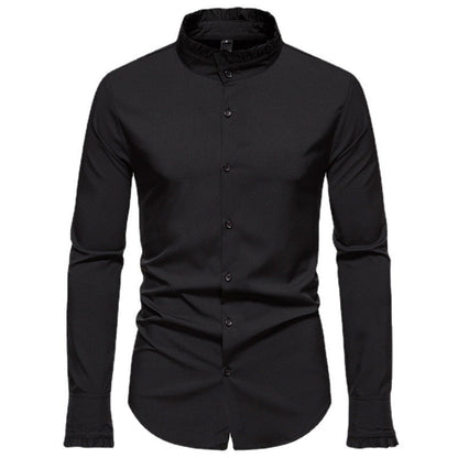 Herren Hemd Langarm Elegantes Rüschenhemd Modern