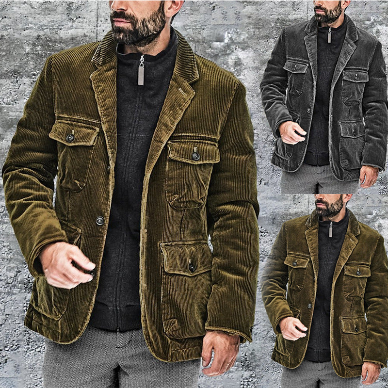 Herren Cordjacke Modern mit Taschen Übergangsjacke - BerlinGlamour
