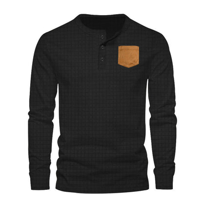 Herren Langarm-Shirt Modisch mit Kontrast-Tasche
