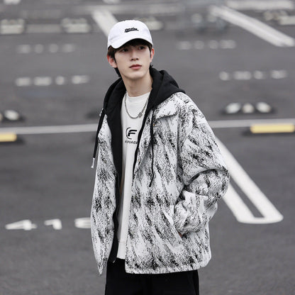 Herren Übergangsjacke Karomuster Kapuze Modern