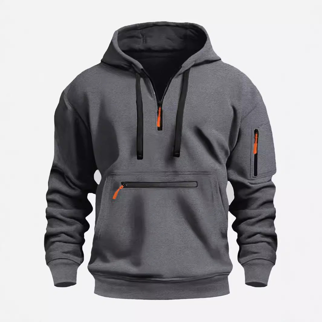 Herren Kapuzenpullover Modern mit Reißverschluss Taschen
