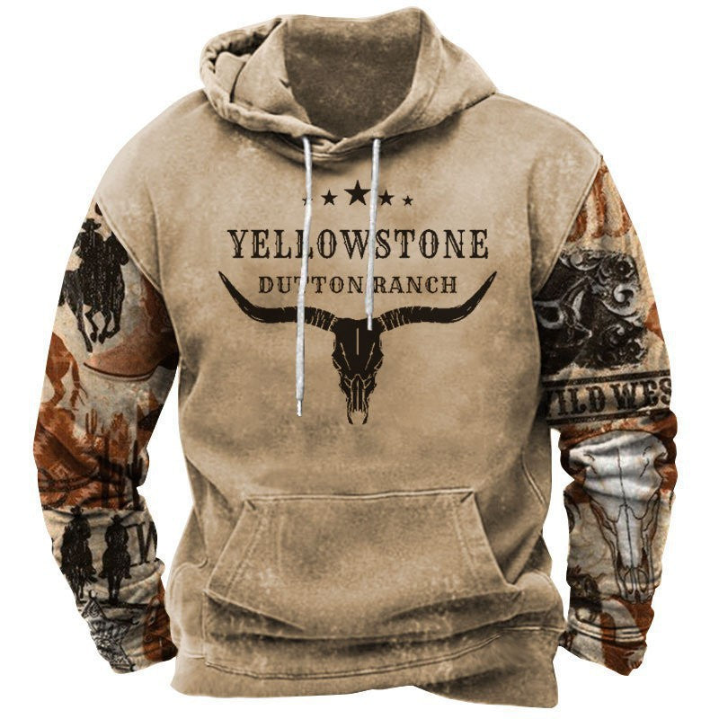 Männer Pullover Kapuze Western Design Cowboy Style