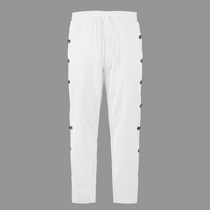 Herren Designerhose Slim Fit mit Knopfleiste und verstellbarem Bund