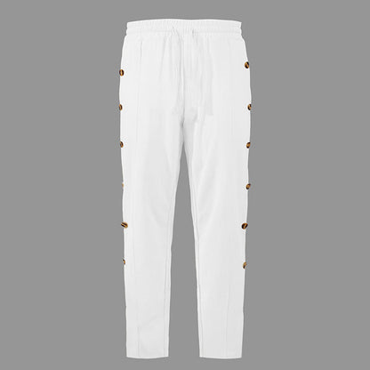 Herren Designerhose Slim Fit mit Knopfleiste und verstellbarem Bund
