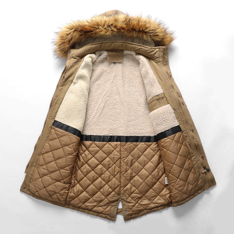 Herren Winterjacke Modisch Warm mit Abnehmbarer Kapuze