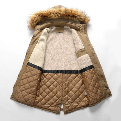 Herren Winterjacke Modisch Warm mit Abnehmbarer Kapuze