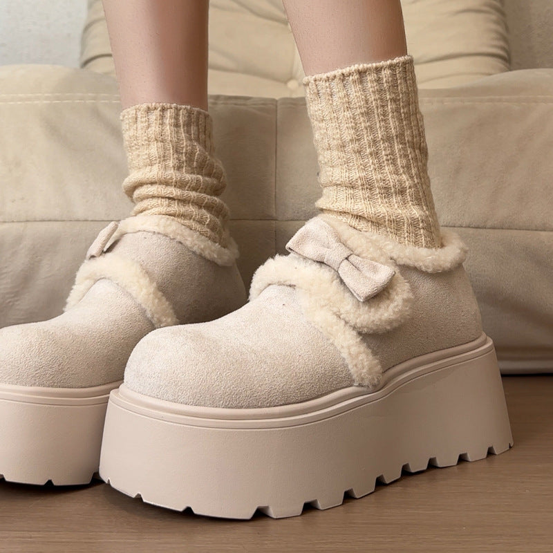 Damen Clogs Flauschig Bequem mit Schleife