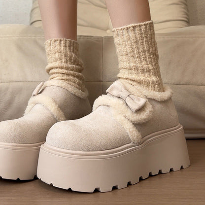 Damen Clogs Flauschig Bequem mit Schleife
