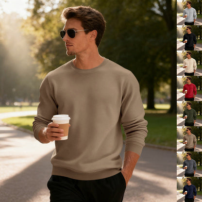 Herren Pullover Sportlich Rundhals Grau