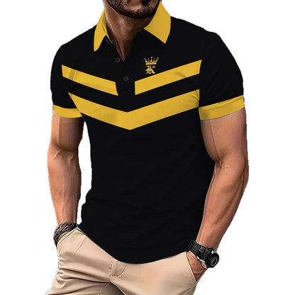 Herren Poloshirt Modern V-Ausschnitt Farbblock Design