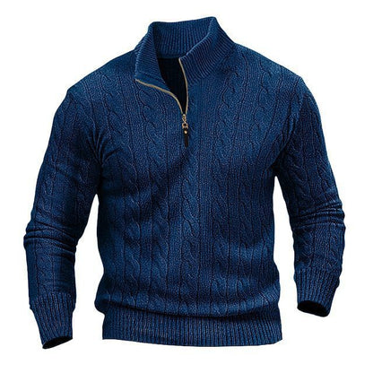 Herren Pullover Strick Elegант Stehkragen Reißverschluss