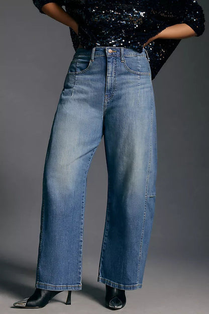 Damen Jeans Cropped Weite Bequem Lässig