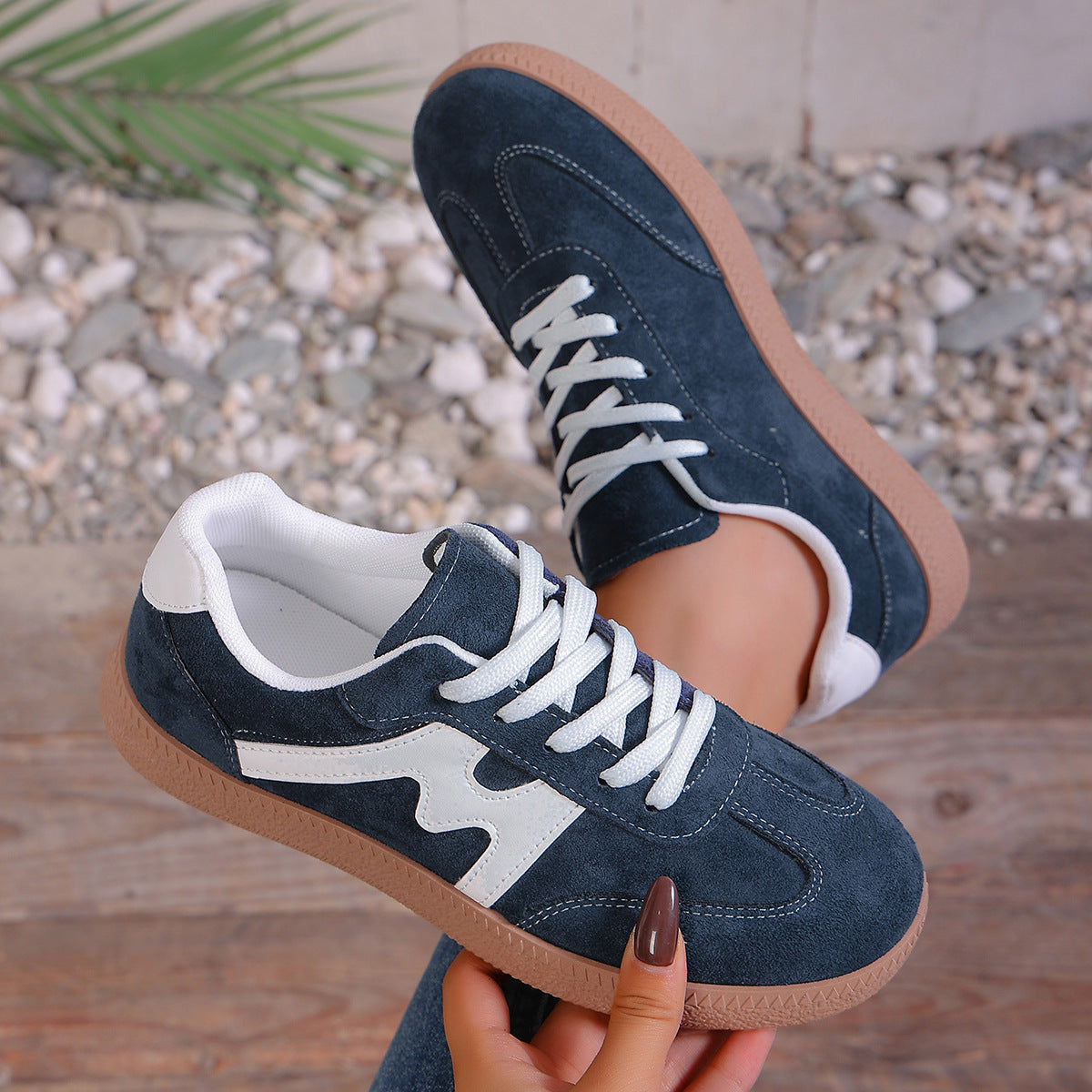 Damen Sneaker Sportlich Velours Rutschfest