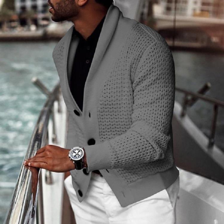 Herren Strickblazer Modern mit Struktur Optik