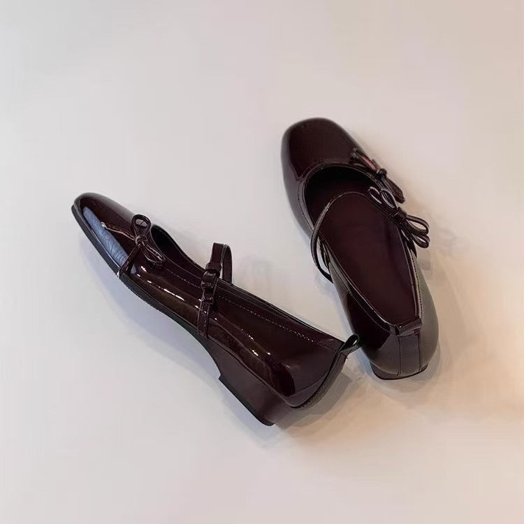 Damen Ballerinas Elegante Riemen Sandalen Glänzend