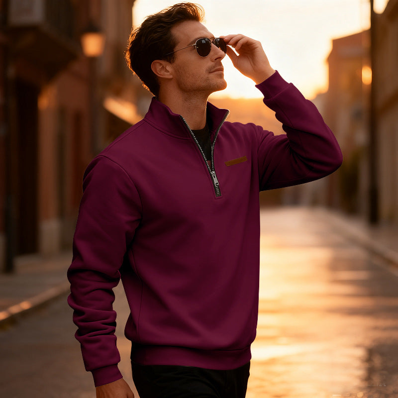 Herren Sportpullover Halbhoch Reißverschluss Modern