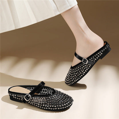 Damen Mokassins Elegante Schuhe mit Glitzersteinen