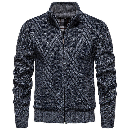 Herren Strickjacke Modern mit Mikrofon und Lautsprecher.