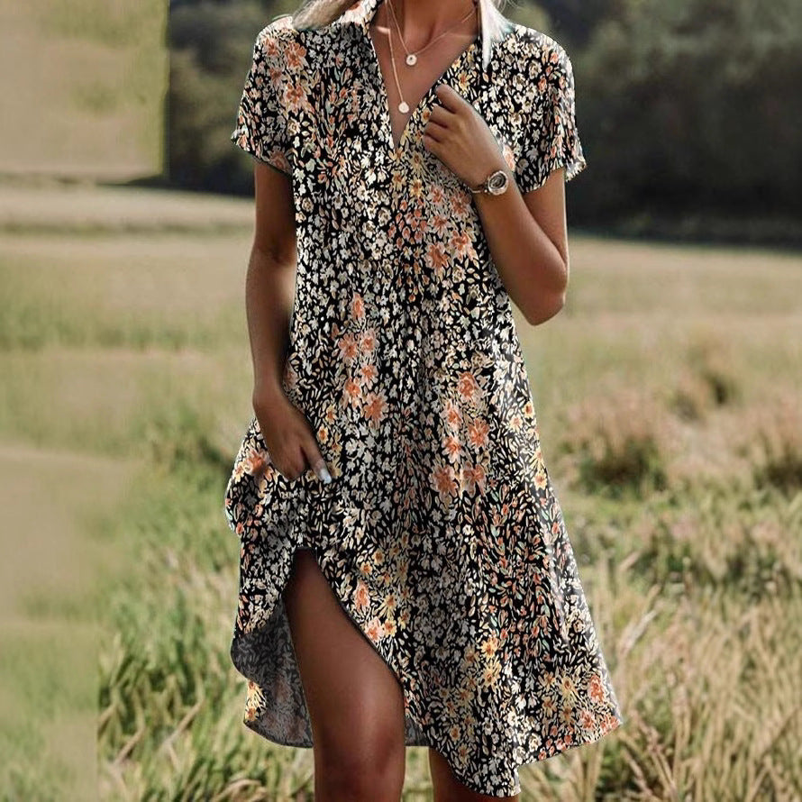 Damenkleid Floral Asymmetrisch Sommerkleid
