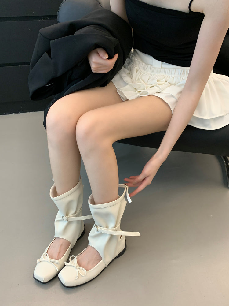 Damen Ballerinas Elastisch Schleifenakzent Modisch